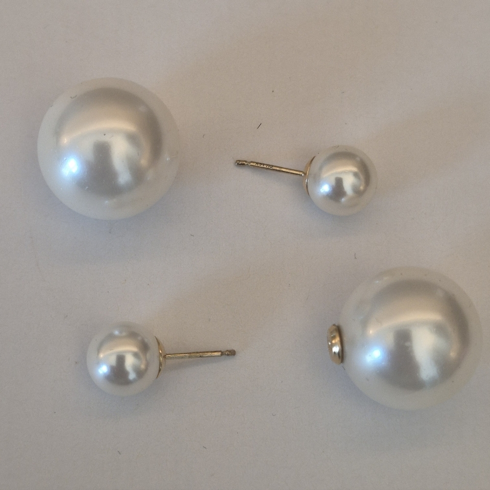 14k Reversible Pearl Earrings - Picture 6 of 10